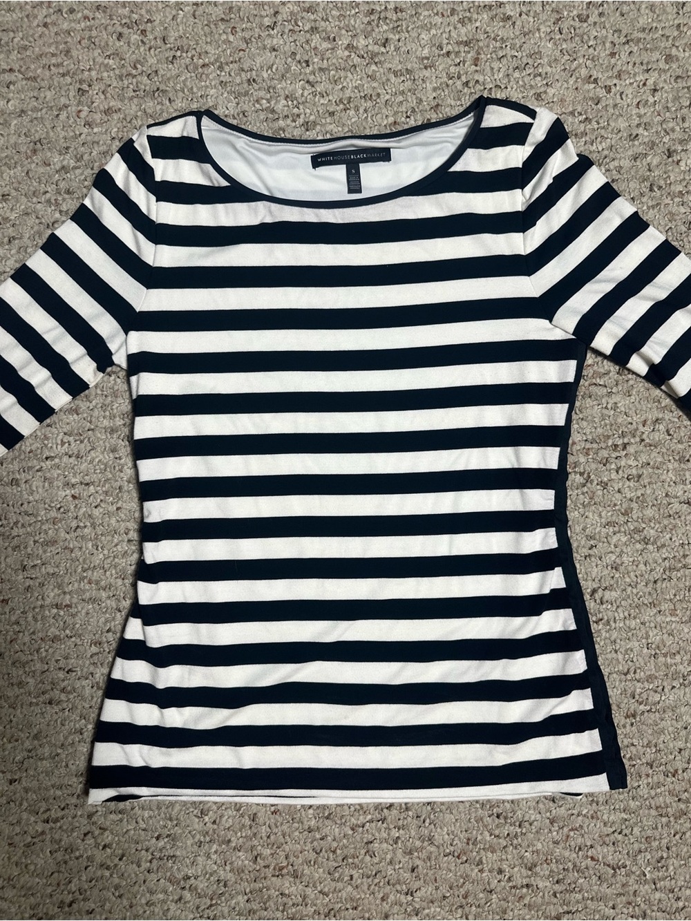 White House Black Market Top Black & White Stripes Size Small - Picture 5 of 5
